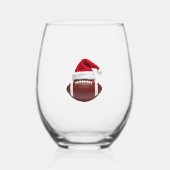 Christmas American Football Ball Santa Hat (1) Wijnglas Zonder Voet (Voorkant)