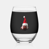 Christmas American Football Ball Santa Hat (1) Wijnglas Zonder Voet (Voorkant)