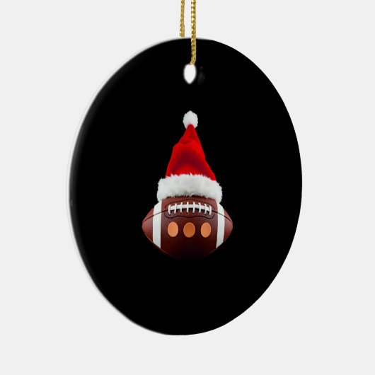 Christmas American Football Ball Santa Hat (2) Keramisch Ornament (Rechts)