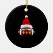 Christmas American Football Ball Santa Hat (2) Keramisch Ornament (Voorkant)