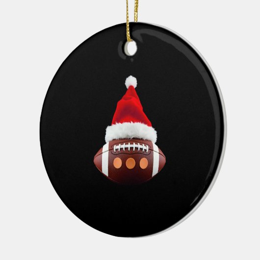 Christmas American Football Ball Santa Hat (2) Keramisch Ornament (Links)