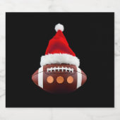 Christmas American Football Ball Santa Hat (2) Sparkling Wijnetiket (Enkel label)