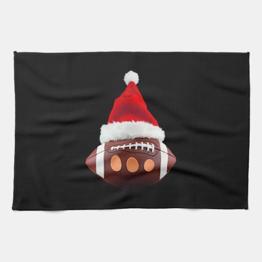 Christmas American Football Ball Santa Hat (2) Theedoek (Horizontaal)