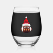 Christmas American Football Ball Santa Hat (2) Wijnglas Zonder Voet (Voorkant)