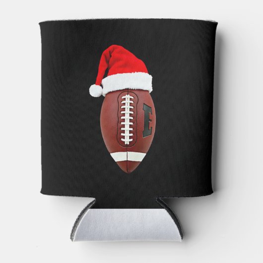 Christmas American Football Ball Santa Hat (3) Blikjeskoeler (Voorkant)