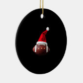 Christmas American Football Ball Santa Hat (3) Keramisch Ornament (Rechts)