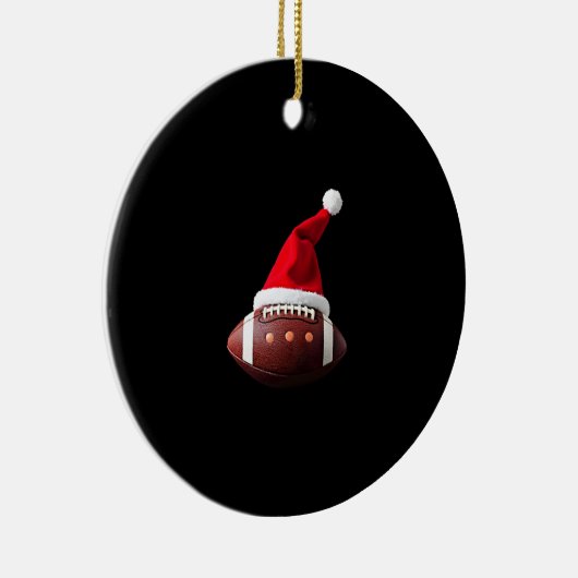 Christmas American Football Ball Santa Hat (3) Keramisch Ornament (Rechts)