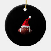 Christmas American Football Ball Santa Hat (3) Keramisch Ornament (Voorkant)