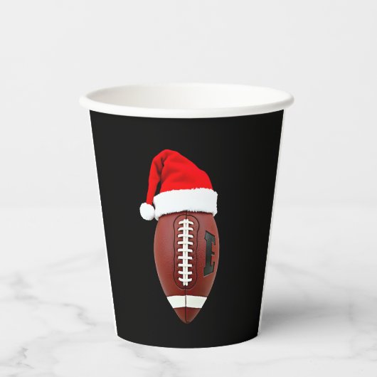 Christmas American Football Ball Santa Hat (3) Papieren Bekers (Voorkant)