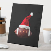 Christmas American Football Ball Santa Hat (3) Reclamebord Met Voetstuk (Insitu)
