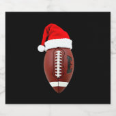 Christmas American Football Ball Santa Hat (3) Sparkling Wijnetiket (Enkel label)