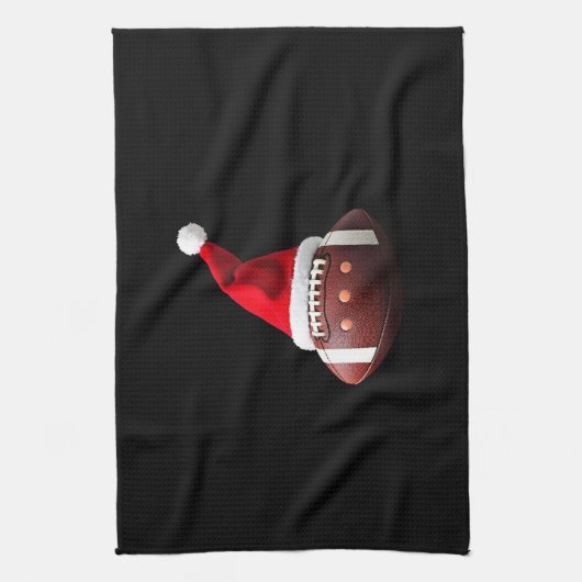 Christmas American Football Ball Santa Hat (3) Theedoek (Verticaal)