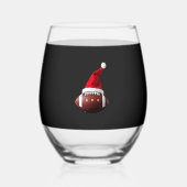 Christmas American Football Ball Santa Hat (3) Wijnglas Zonder Voet (Voorkant)