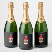 Christmas American Football Ball Santa Hat (4) Sparkling Wijnetiket (Flessen)
