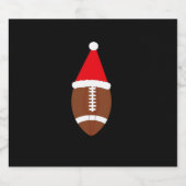 Christmas American Football Ball Santa Hat (4) Sparkling Wijnetiket (Enkel label)