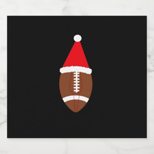 Christmas American Football Ball Santa Hat (4) Sparkling Wijnetiket (Enkel label)