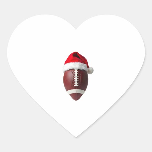 Christmas American Football Ball Santa Hat Hart Sticker (Voorkant)