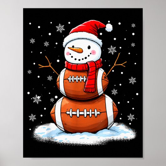 Christmas American Football Snowman Xmas Srt Men B Poster (Voorkant)