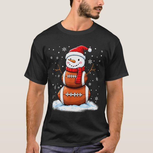 Christmas American Football Snowman Xmas Srt Men B T-shirt (Voorkant)