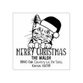 Christmas American Short Hair Cat Retouradres Rubberstempel (Afrduk)
