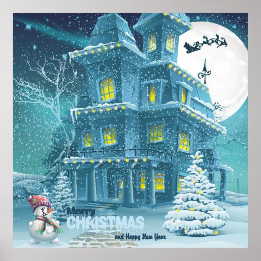 Christmas and New Year greeting card with the imag Poster (Voorkant)