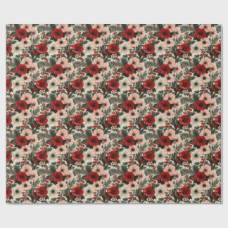 Christmas Anemone Floral Background holiday Cadeaupapier