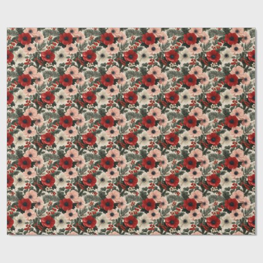 Christmas Anemone Floral Background holiday  Cadeaupapier (Vlak)