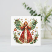  Christmas Angel and lighted lanterns with candles Feestdagenkaart (Staand voorkant)