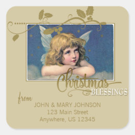 Christmas Angel Blessings Adreslabel Vierkante Sticker