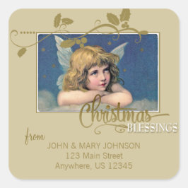 Christmas Angel Blessings Adreslabel Vierkante Sticker