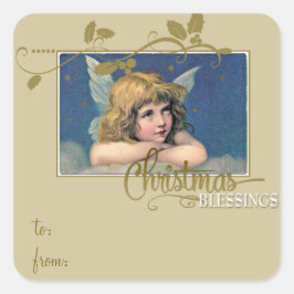 Christmas Angel Blessings Cadeau Label naar/van