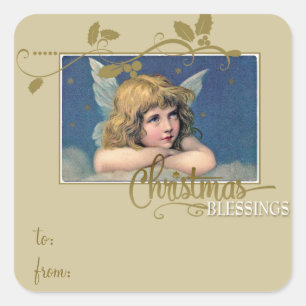 Christmas Angel Blessings Cadeau Label naar/van