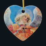 CHRISTMAS ANGEL Blue Sapphire Heart Keramisch Ornament<br><div class="desc">Een elegant,  artistiek,  klassiek ontwerp,  gegrild uit het Italiaanse schilderij Renaissance met een heldere 3D-gem stone.Music makend angel, detail van een fresco c.1480 van Melozzo da Forli,  Italiaanse renaissance schilder en architect.</div>