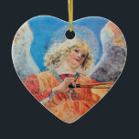 CHRISTMAS ANGEL Blue Sapphire Heart Keramisch Ornament<br><div class="desc">Een elegant, artistiek, klassiek ontwerp, gegrild uit het Italiaanse schilderij Renaissance met een heldere 3D-gem stone.Music makend angel, detail van een fresco c.1480 van Melozzo da Forli, Italiaanse renaissance schilder en architect.</div>