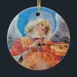 CHRISTMAS ANGEL Blue Sapphire Keramisch Ornament<br><div class="desc">Een elegant,  artistiek,  klassiek ontwerp,  gegrild uit het Italiaanse schilderij Renaissance met een heldere 3D-gem stone.Music makend angel, detail van een fresco c.1480 van Melozzo da Forli,  Italiaanse renaissance schilder en architect.</div>