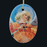 CHRISTMAS ANGEL Blue Sapphire Keramisch Ornament<br><div class="desc">Een elegant,  artistiek,  klassiek ontwerp,  gegrild uit het Italiaanse schilderij Renaissance met een heldere 3D-gem stone.Music makend angel, detail van een fresco c.1480 van Melozzo da Forli,  Italiaanse renaissance schilder en architect.</div>