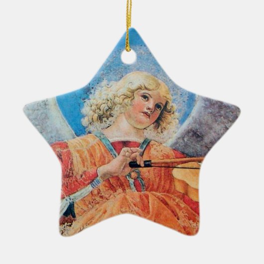 CHRISTMAS ANGEL Blue Sapphire Star Keramisch Ornament (Voorkant)