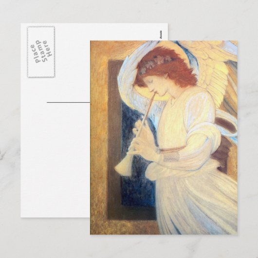 Christmas Angel Briefkaarten Burne-Jones Gold Whit (Voorkant / Achterkant)