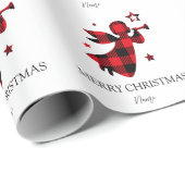 Christmas Angel Buffalo Plaid Holiday – Aangepaste Cadeaupapier (Rol Hoek)
