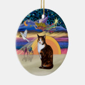 Christmas Angel - Calico kat (Amer. Kort haar) Keramisch Ornament (Rechts)