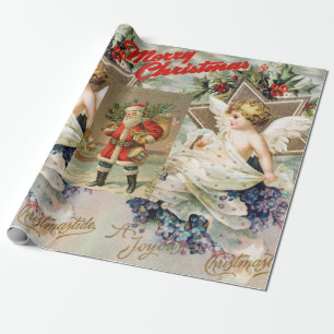 CHRISTMAS ANGEL COLLAGE Wrapping Paper Cadeaupapier