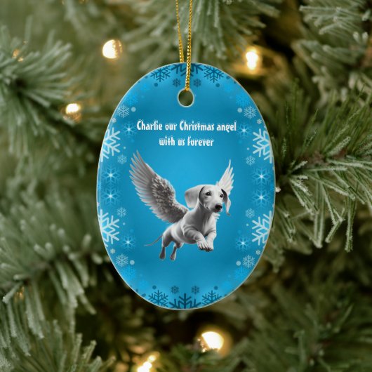 Christmas Angel Dachshund Keramisch Ornament (Boom)