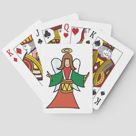 Christmas Angel Drummer Holiday Music Design Pokerkaarten (Achterkant)
