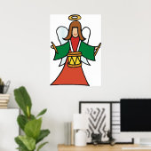 Christmas Angel Drummer Holiday Music Design Poster (Thuiskantoor)