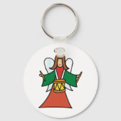 Christmas Angel Drummer Holiday Music Design Sleutelhanger (Voorkant)