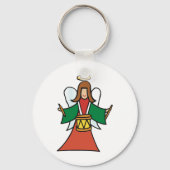 Christmas Angel Drummer Holiday Music Design Sleutelhanger (Achterkant)