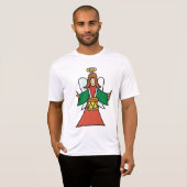 Christmas Angel Drummer Holiday Music Design T-shirt (Voorkant volledig)