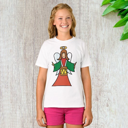 Christmas Angel Drummer Holiday Music Design T-shirt