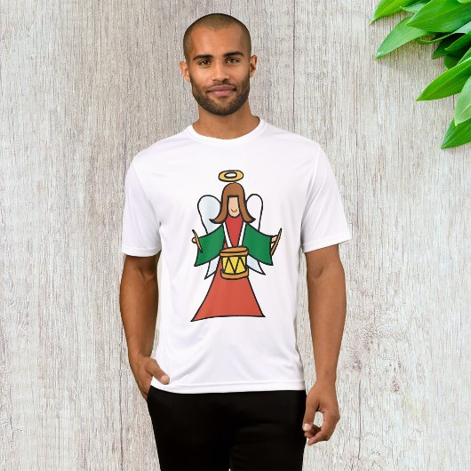 Christmas Angel Drummer Holiday Music Design T-shirt