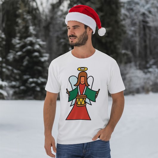 Christmas Angel Drummer Holiday Music Design T-shirt
